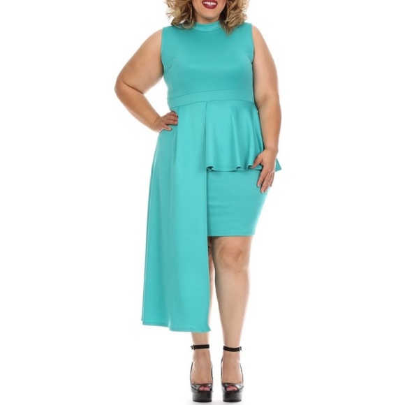 Dresses & Skirts - EASTER SALE Plus Jade Hi Low Peplum Bodycon Dress